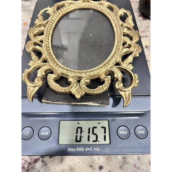 Antique Solid Brass Picture Frame  Oval Shaped, Rococo Style Frame Mate. - Picture 9 of 9